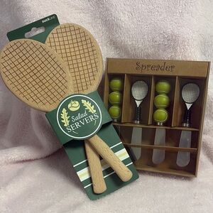 Tennis-Themed Salad Servers and Spreaders Set